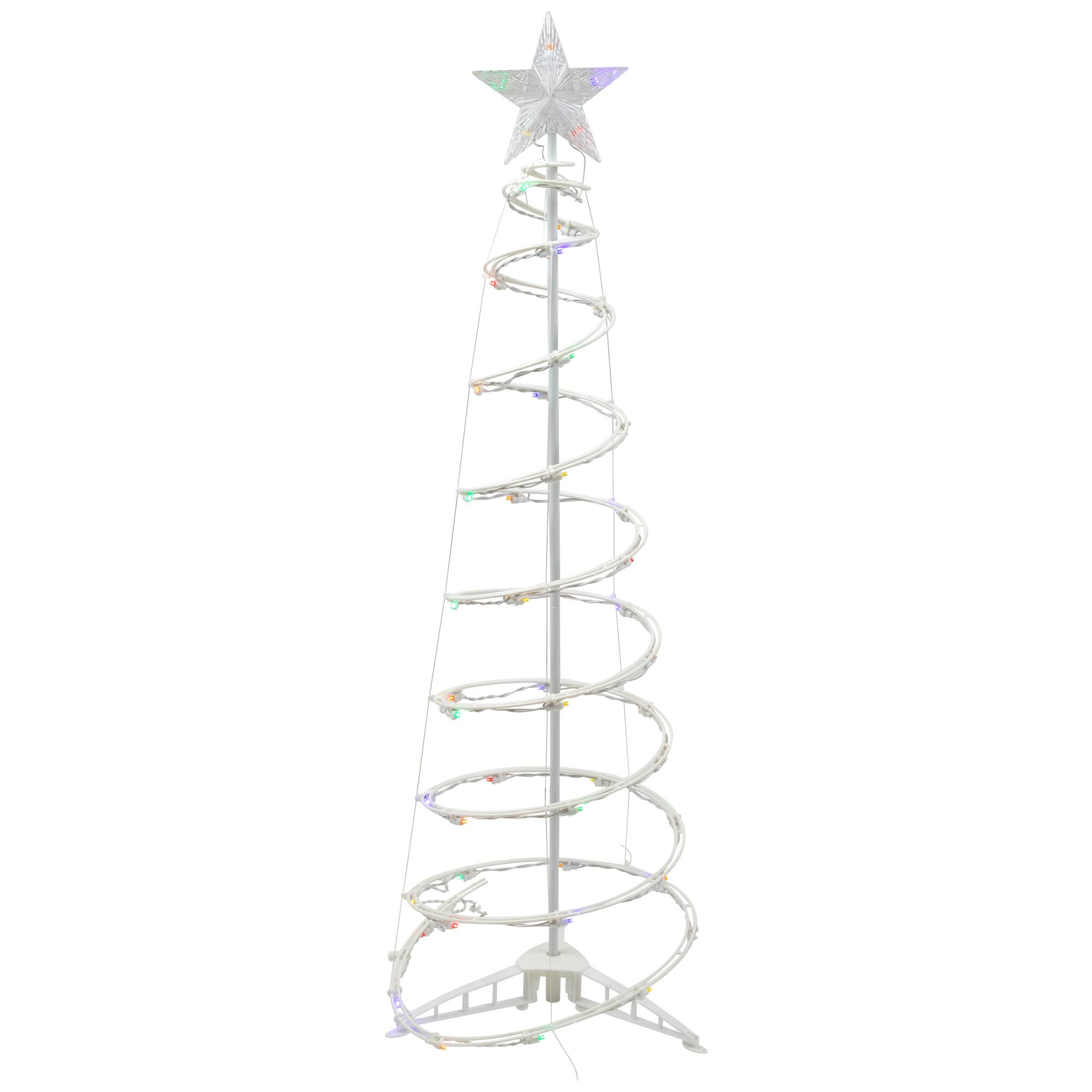 48" x 16" Spiral Outdoor Christmas Tree with Multicolor LED Lights